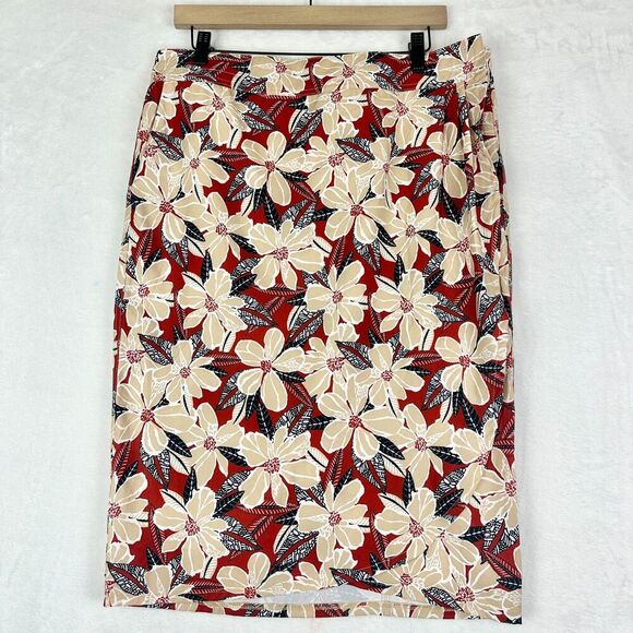 RipSkirt Wrap Skirt Size Large Length 3 Terra Cotta Garden Floral Pockets - Picture 1 of 4